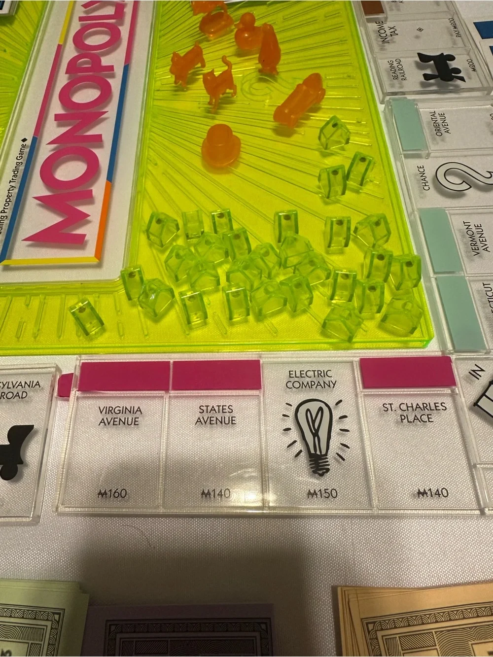 Hasbro Neon Green and Pink Monopoly Game Set